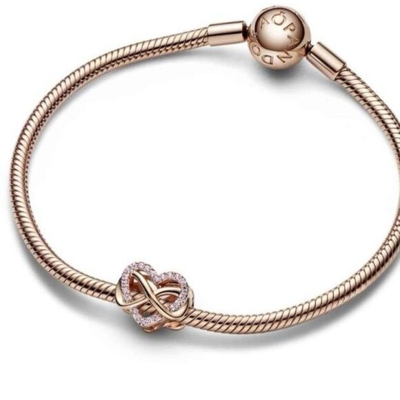 🐘🐘 14K Rose Gold Plated Sterling Silver Infinity Heart Charm - Picture 2 of 7